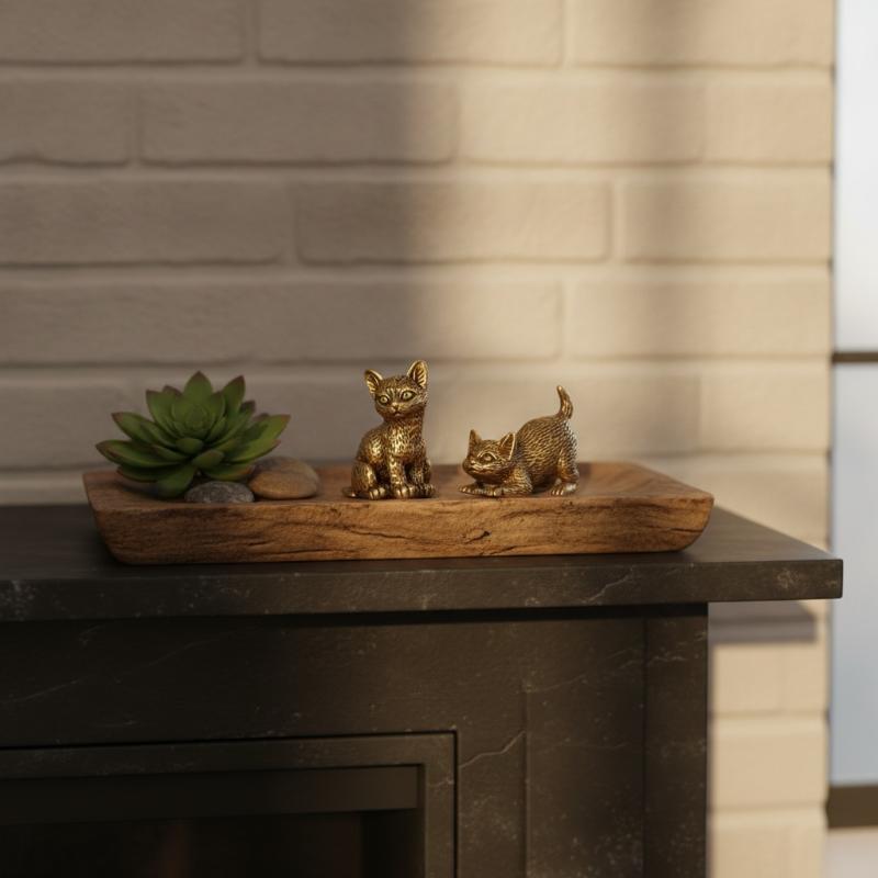 Small Brass Cat Figurine With  - Vintage Collectibles Store ulasan dan harga