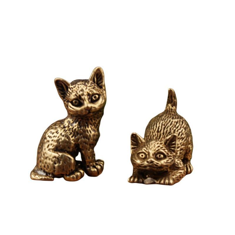 Small Brass Cat Figurine With  - Vintage Collectibles Store ulasan dan harga