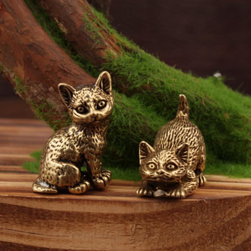 Small Brass Cat Figurine With  - Vintage Collectibles Store ulasan dan harga