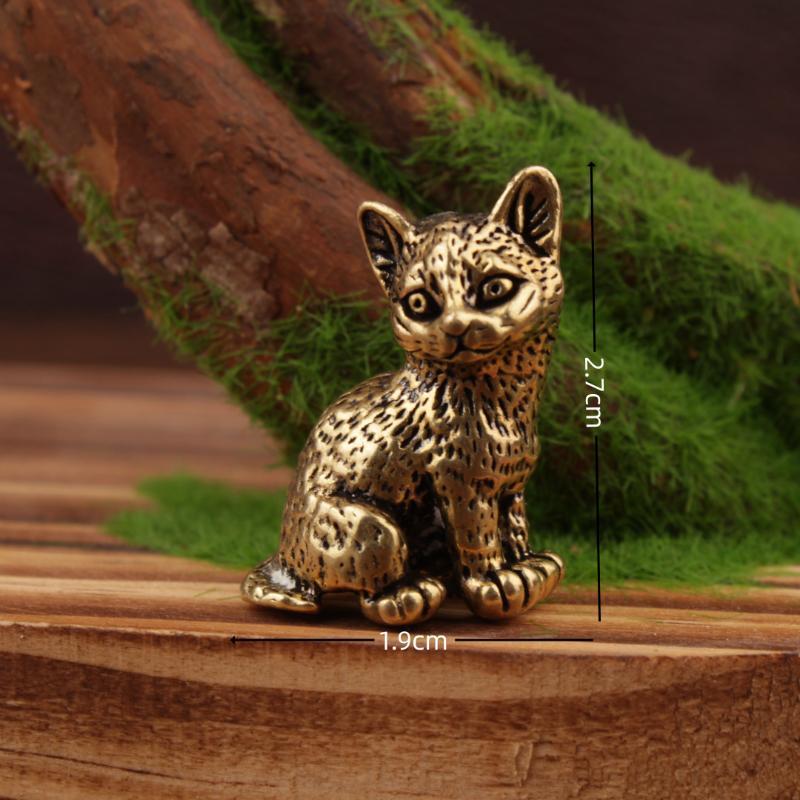 Small Brass Cat Figurine With  - Vintage Collectibles Store ulasan dan harga