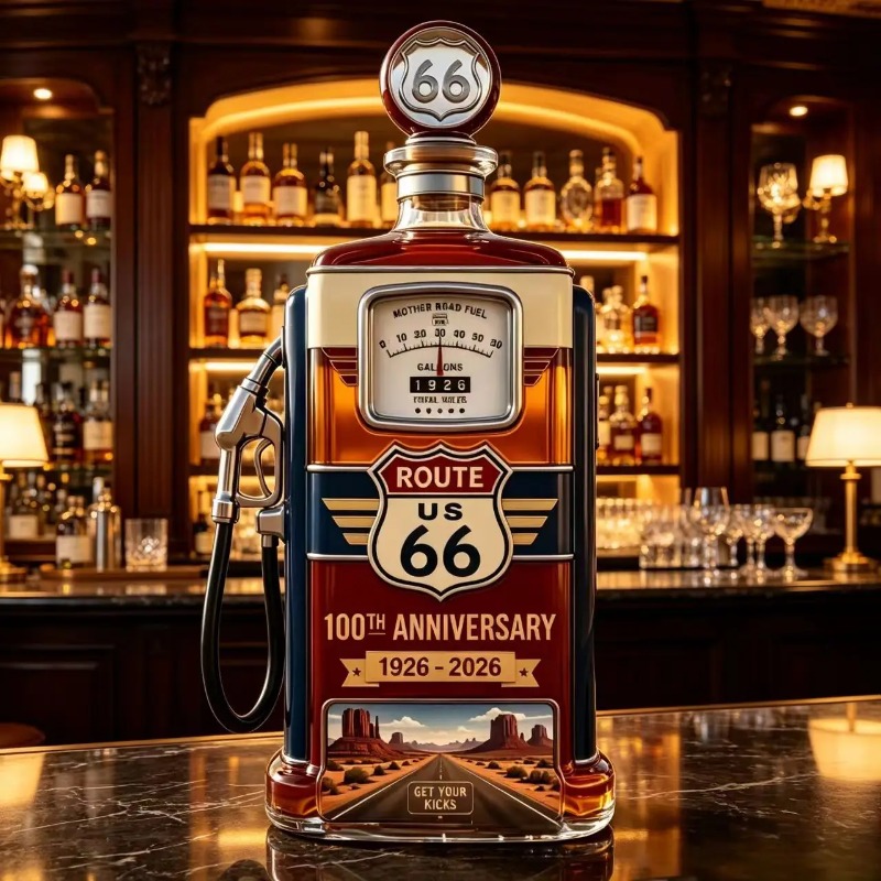 US Route 66 Glass Whiskey Deca - Vintage Collectible Liquor Bottles ulasan dan harga